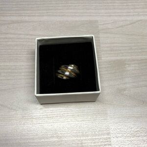 Tiffany & Co. 9.25 & 750 Gold and Silver Interwoven Ring